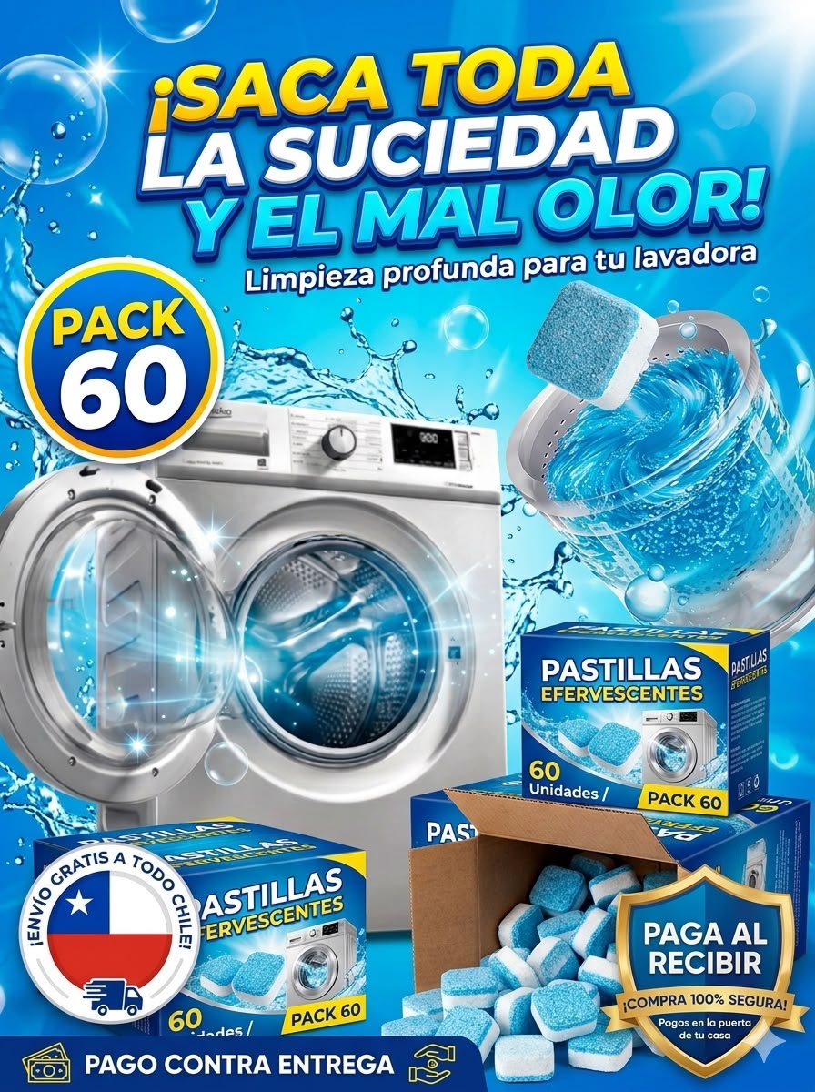 PACK 60 PASTILLAS LIMPIA LAVADORAS